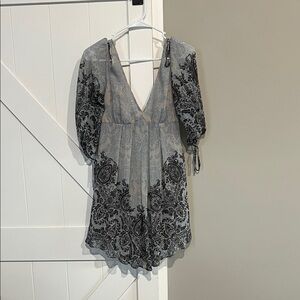 Free People Gray, Navy, and Light Blue Mini Dress